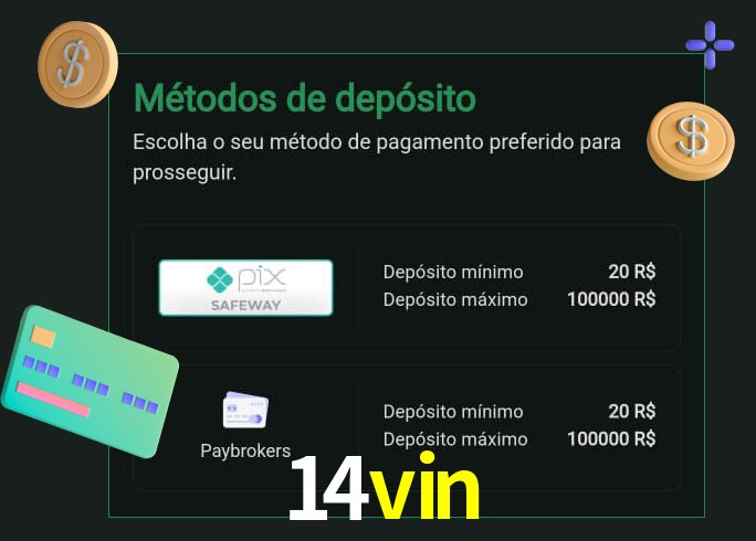 O cassino 14vin oferece uma grande variedade de métodos de pagamento